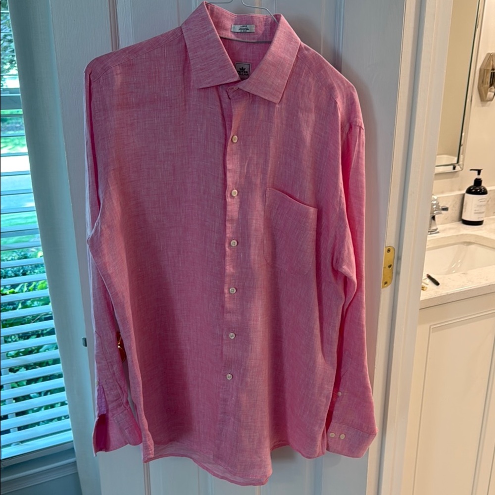 Peter Millar Pink Casual Button Down Shirt- Linen